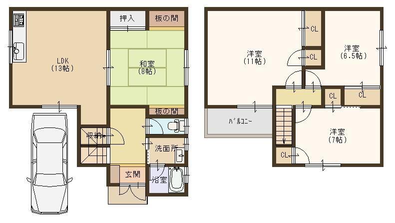 Floor plan. 15.8 million yen, 4LDK, Land area 92.6 sq m , Building area 99.63 sq m floor plan here