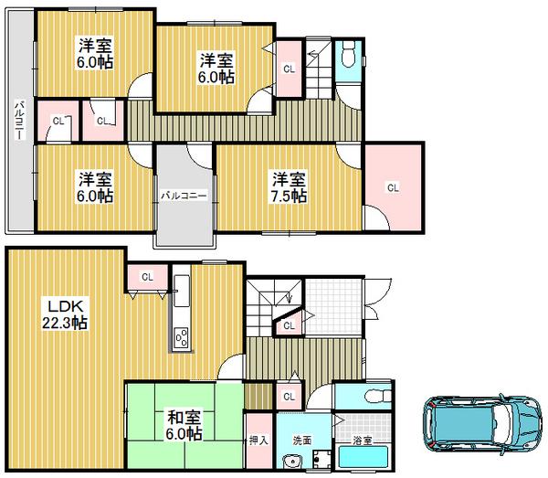 Floor plan. 26,800,000 yen, 5LDK, Land area 166.42 sq m , Building area 136.21 sq m