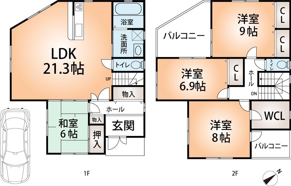 Floor plan. (F No. land), Price 28.8 million yen, 4LDK, Land area 150.01 sq m , Building area 117.54 sq m