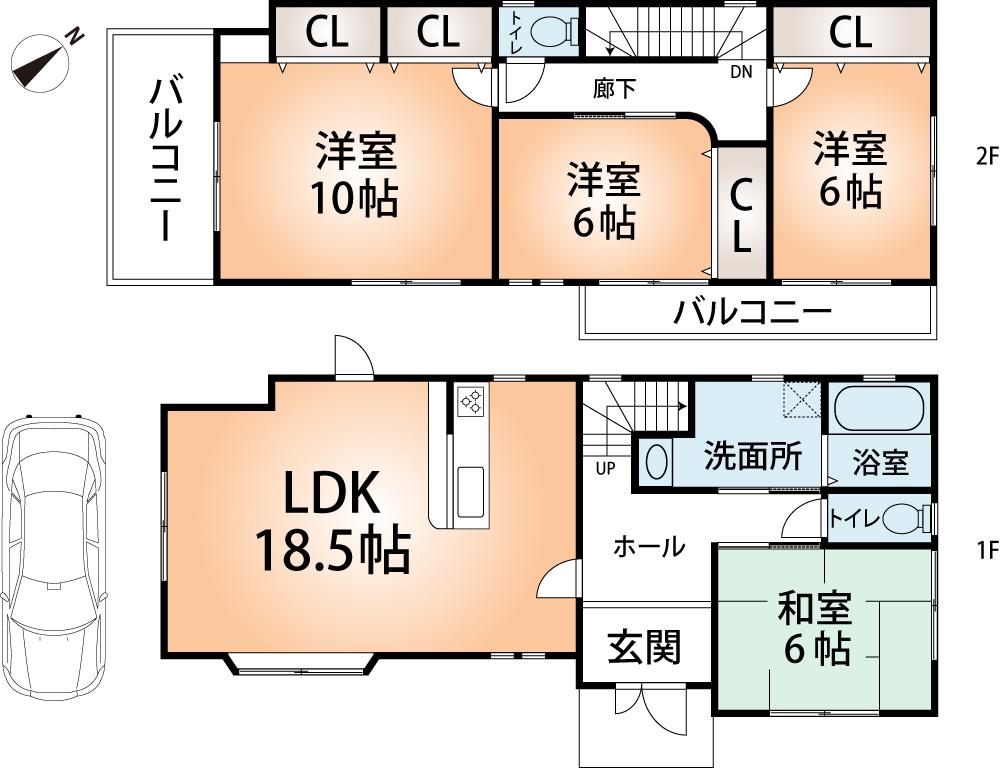 Floor plan. (H No. land), Price 28.8 million yen, 4LDK, Land area 150.05 sq m , Building area 114.85 sq m