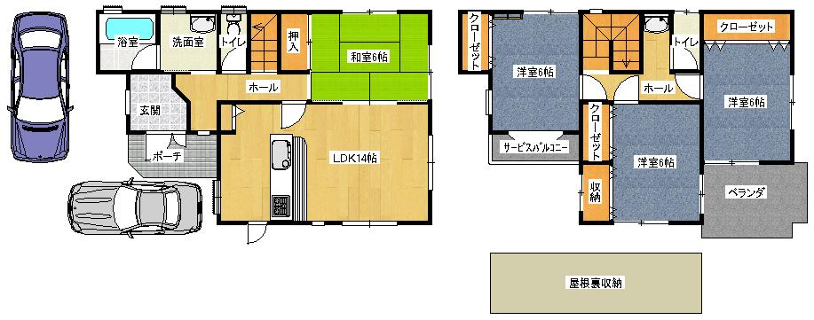 Floor plan. 24,800,000 yen, 4LDK, Land area 141.38 sq m , Building area 97.2 sq m