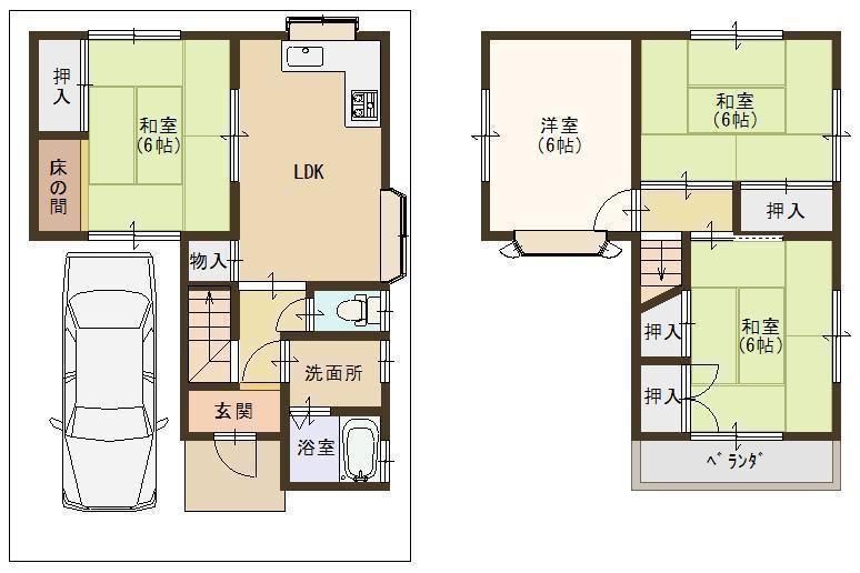 Floor plan. 8.9 million yen, 4LDK, Land area 74.67 sq m , Building area 76.14 sq m floor plan here