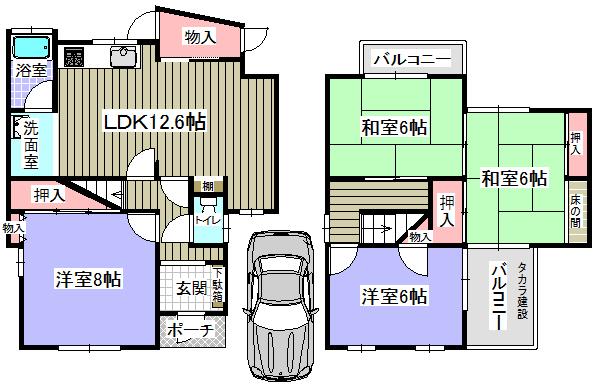 Floor plan. 9.8 million yen, 5DK, Land area 90.88 sq m , Building area 86.12 sq m