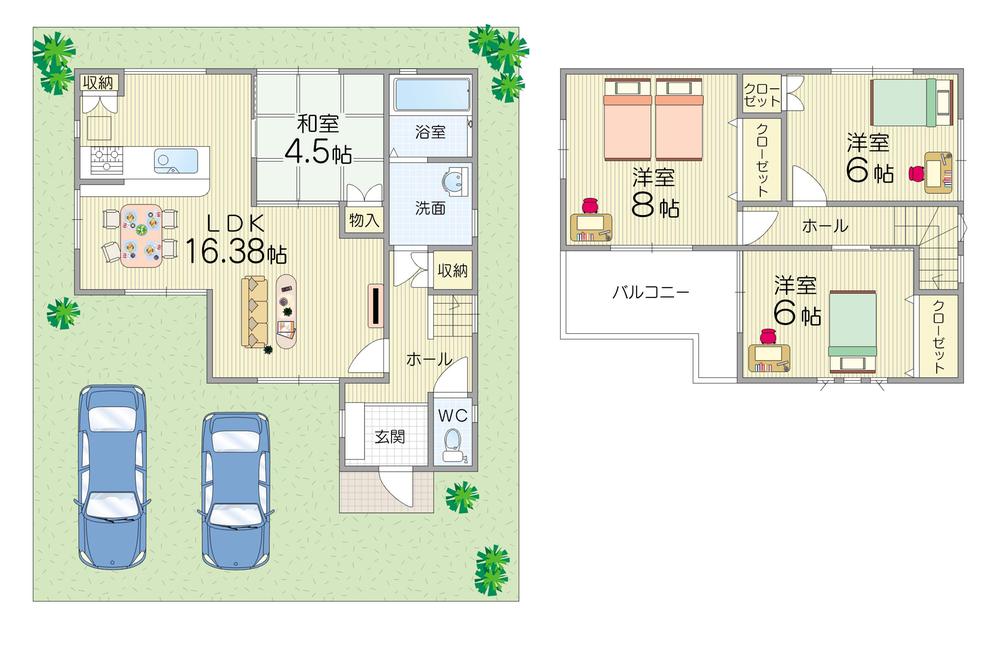 Floor plan. 23,990,000 yen, 4LDK, Land area 102.6 sq m , Building area 92.34 sq m floor plan looks like this