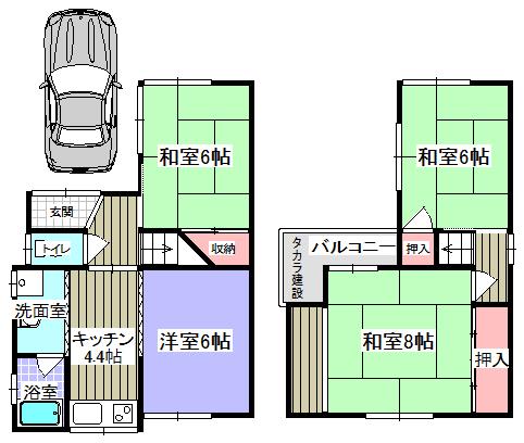 Floor plan. 5.3 million yen, 4K, Land area 64.92 sq m , Building area 69.01 sq m
