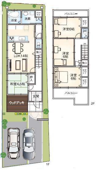 Floor plan. 20.8 million yen, 4LDK, Land area 117.77 sq m , Building area 90.69 sq m