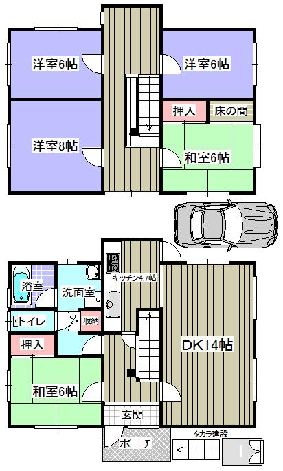 Floor plan. 19,980,000 yen, 5LDK, Land area 158.87 sq m , Building area 129.06 sq m