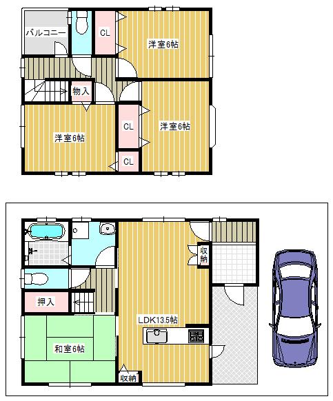 Floor plan. 21,800,000 yen, 4LDK, Land area 84.59 sq m , Building area 90.85 sq m