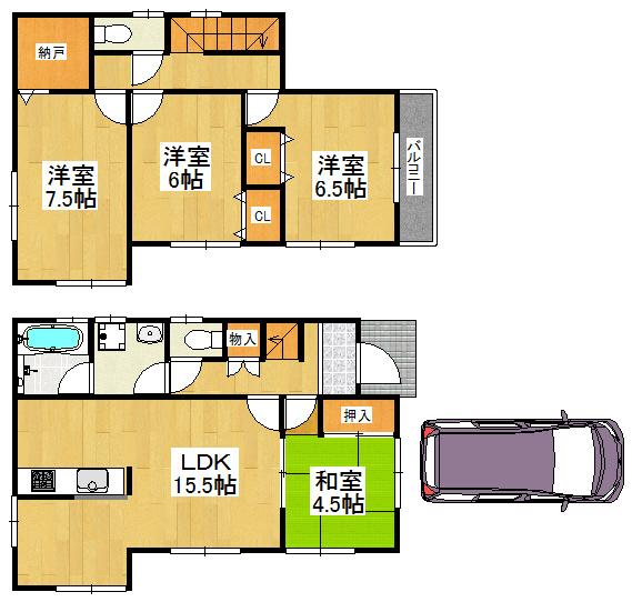 Floor plan. 23.8 million yen, 4LDK, Land area 150 sq m , There are a lot of building area 95.17 sq m storage space comfortably could live likely