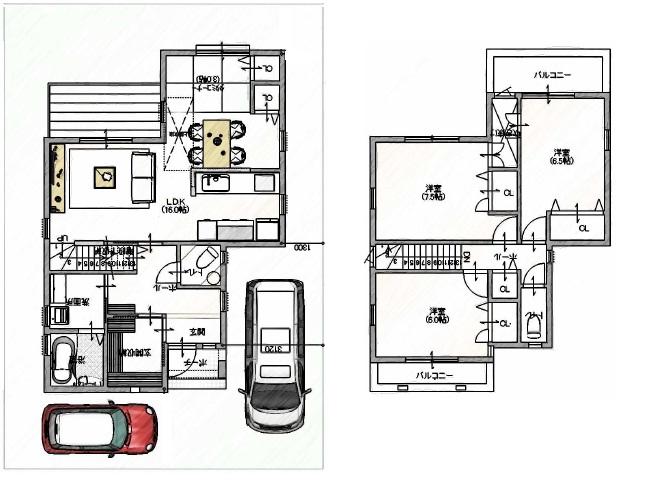 Floor plan. 28,300,000 yen, 4LDK, Land area 124.18 sq m , It also supports the building area 92.74 sq m free design.
