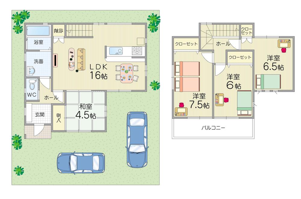 Floor plan. 23,990,000 yen, 4LDK, Land area 102.6 sq m , Building area 93.15 sq m Zenshitsuminami direction