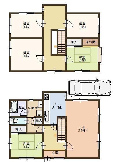 Floor plan. 19,980,000 yen, 5LDK, Land area 158.87 sq m , Building area 129.06 sq m floor plan here