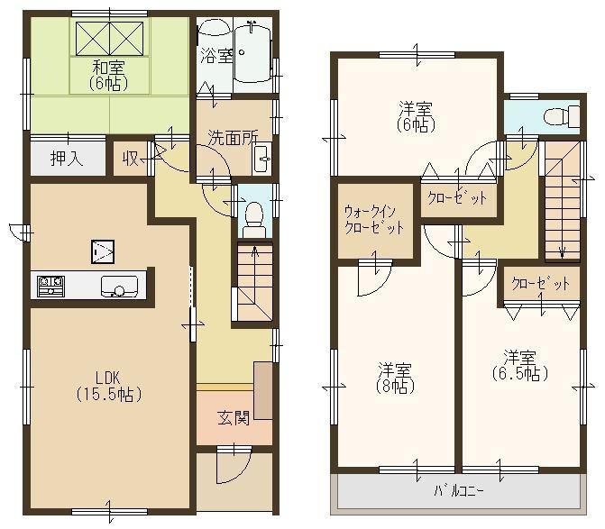 Floor plan. 21,800,000 yen, 4LDK, Land area 113.42 sq m , Building area 105.15 sq m floor plan here