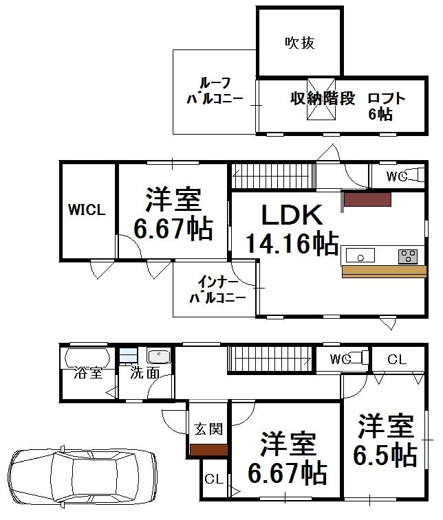 Floor plan. 25,800,000 yen, 3LDK, Land area 101.2 sq m , Building area 88.29 sq m building plan view