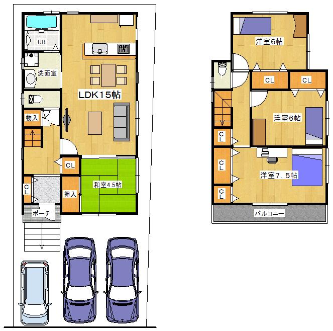 Floor plan. 24,800,000 yen, 4LDK, Land area 112.64 sq m , Building area 94.36 sq m floor plan drawings