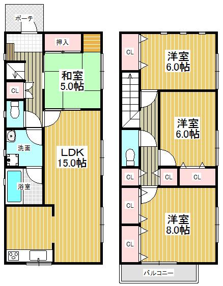 Floor plan. 22,800,000 yen, 4LDK, Land area 151.68 sq m , House perfect for building area 96.86 sq m want to freely To Parenting family