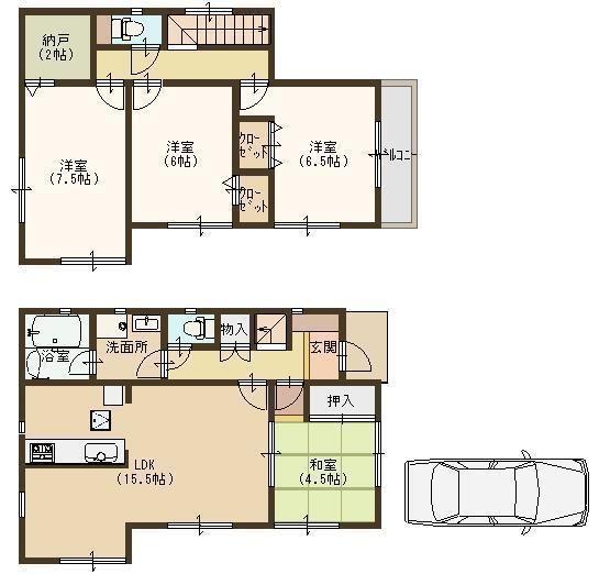 Floor plan. 23.8 million yen, 4LDK + S (storeroom), Land area 150 sq m , Building area 95.17 sq m floor plan here