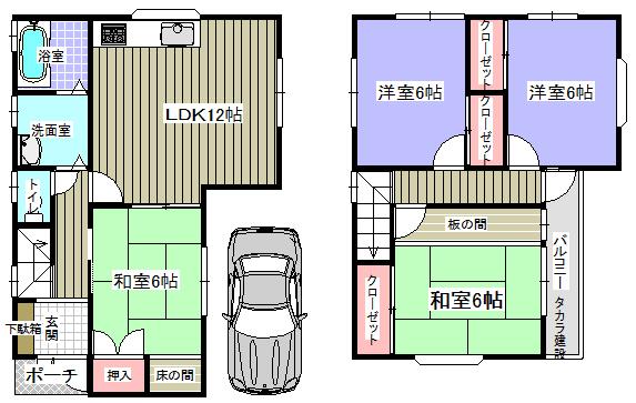 Floor plan. 14.8 million yen, 4DK, Land area 80.02 sq m , Building area 86.11 sq m