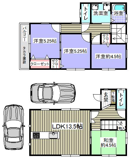 Floor plan. 21,800,000 yen, 4LDK, Land area 89.03 sq m , Building area 93.96 sq m