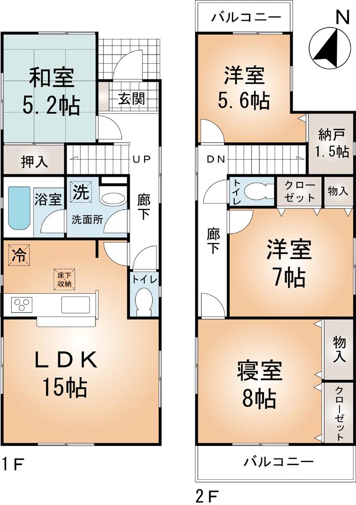 Floor plan. (4 Building), Price 22,800,000 yen, 4LDK, Land area 151.45 sq m , Building area 98.41 sq m