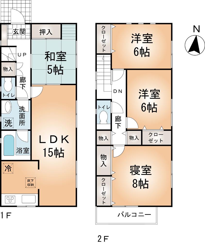 Floor plan. (5 Building), Price 22,800,000 yen, 4LDK, Land area 151.68 sq m , Building area 98.41 sq m