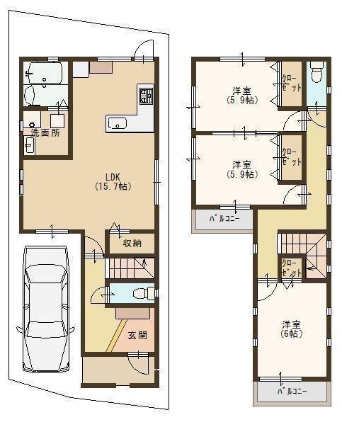 Floor plan. 21,800,000 yen, 3LDK, Land area 84.29 sq m , Building area 89.01 sq m floor plan here