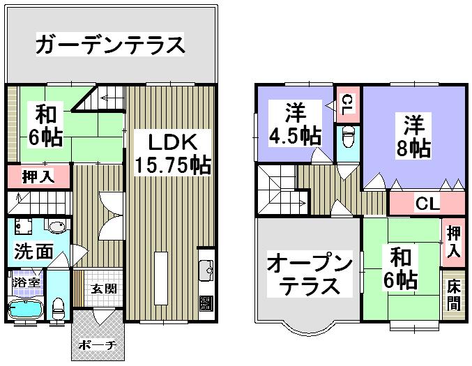 Floor plan. 4LDK, Price 15 million yen, Footprint 102.17 sq m , Balcony area 14.5 sq m