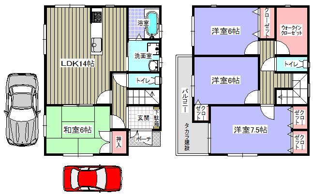 Floor plan. 23,900,000 yen, 4LDK + S (storeroom), Land area 107.78 sq m , Building area 98.01 sq m