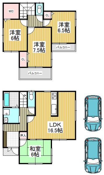 Floor plan. 29,800,000 yen, 4LK, Land area 152.23 sq m , Building area 95.58 sq m