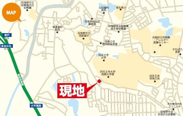 Local guide map. Address: Osaka Prefecture Habikino Gakuenmae 5-chome No. 2