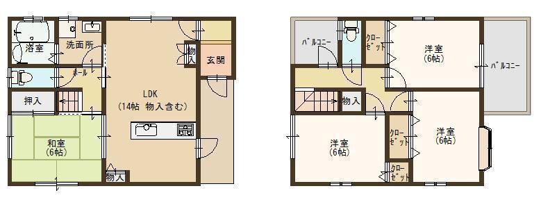 Floor plan. 21,800,000 yen, 4LDK, Land area 84.59 sq m , Building area 90.85 sq m