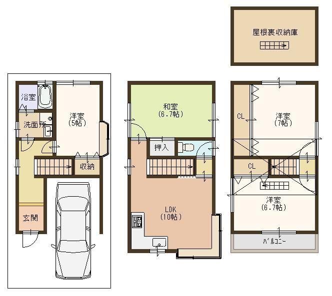 Floor plan. 8.8 million yen, 4LDK, Land area 43.2 sq m , Building area 90 sq m floor plan here