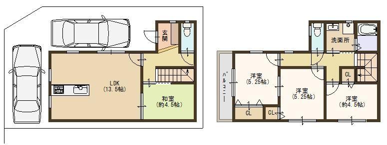 Floor plan. 21,800,000 yen, 4LDK, Land area 89.03 sq m , Building area 93.96 sq m floor plan here