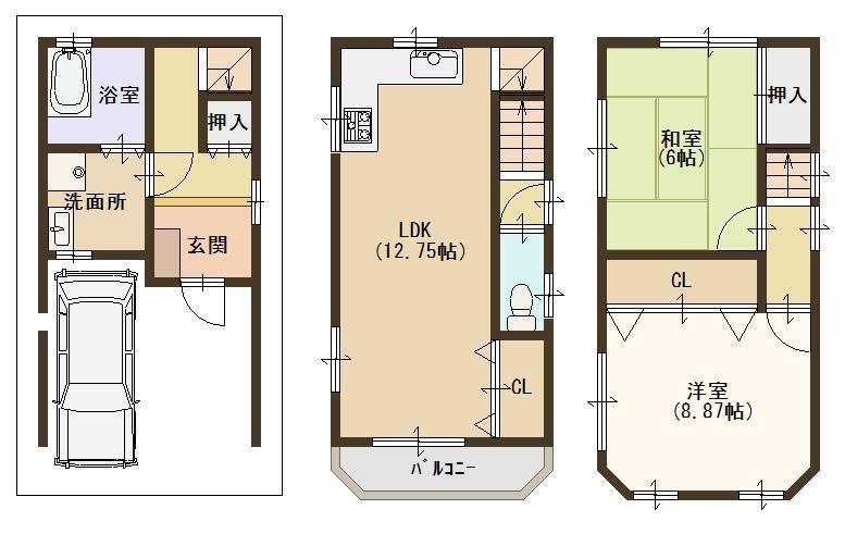 Floor plan. 7.8 million yen, 2LDK, Land area 48.13 sq m , Building area 90.79 sq m floor plan here