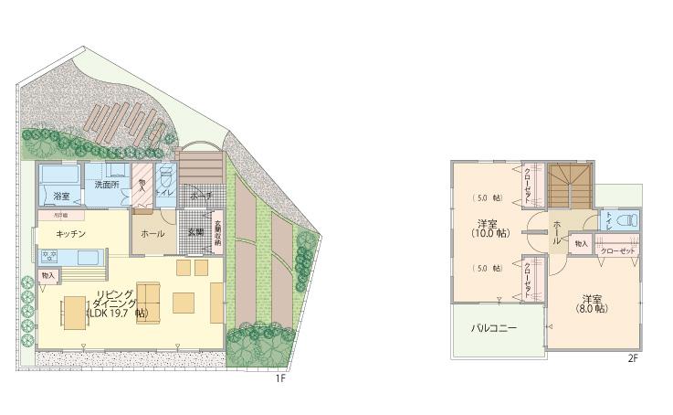 Floor plan. It was loved by the wind and the sun, Southern slope location. 39 security Town birth of family! Approach path of the car into the town is limited to one place, In addition all of the road width by more than 6.7m safety is also taken into account (Cityscape Rendering)