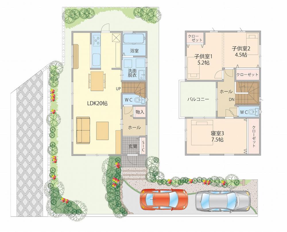 Floor plan. (A-21 No. land Marron), Price 29,270,000 yen, 3LDK, Land area 181.08 sq m , Building area 93.15 sq m