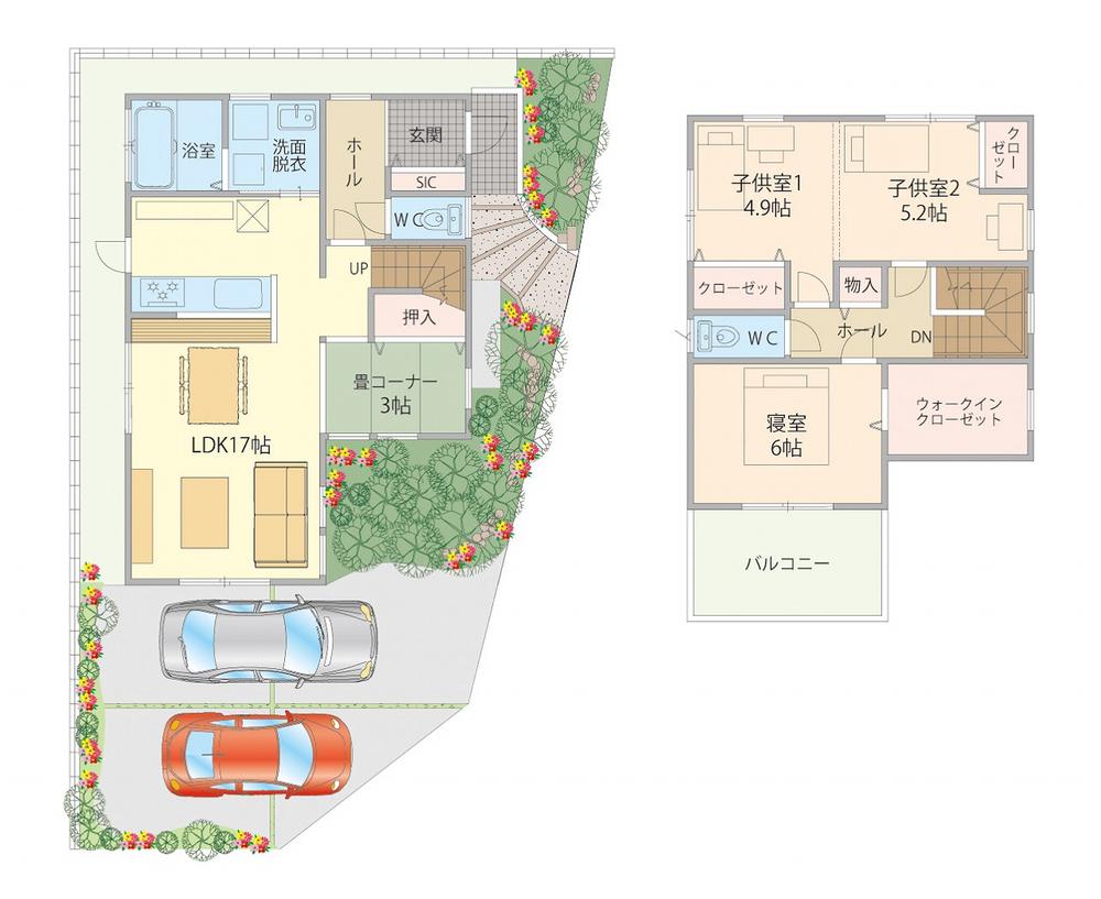 Floor plan. (A-23 No. land maple), Price 27,770,000 yen, 3LDK+S, Land area 123.14 sq m , Building area 94.39 sq m