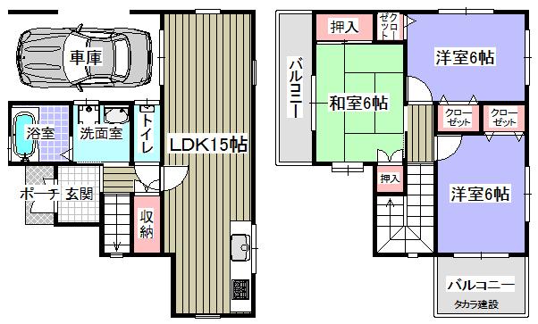Floor plan. 13.8 million yen, 3LDK, Land area 66.68 sq m , Building area 87.47 sq m