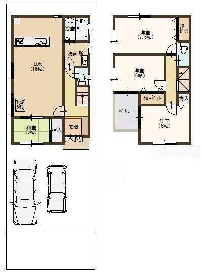 Building plan example (floor plan). Building plan example Building price 14,680,000 yen, Building area 89.92 sq m