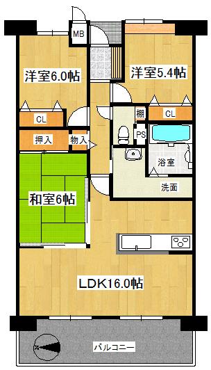 Floor plan. 3LDK, Price 13.8 million yen, Occupied area 72.78 sq m , Balcony area 9.03 sq m