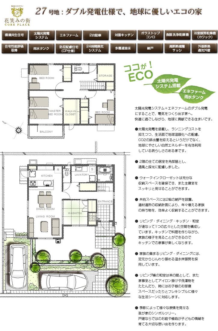 Floor plan.  [No. 27 place] So we have drawn on the basis of the Plan view] drawings, Plan and the outer structure ・ Planting, such as might actually differ slightly from.  Also, furniture ・ Car, etc. are not included in the price.