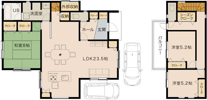 Floor plan. Sennan Satoumi a 1-minute walk from the 80m large park to the park. Parents and children to play catch Ya in Sennan Satoumi park, Such as wife to enjoy the walk, Crowded in a variety of ways.