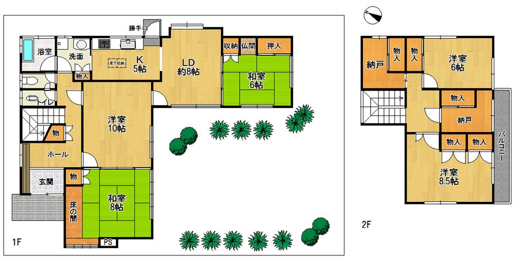 Floor plan. 14.2 million yen, 5LDK + 2S (storeroom), Land area 251.82 sq m , Building area 142.42 sq m