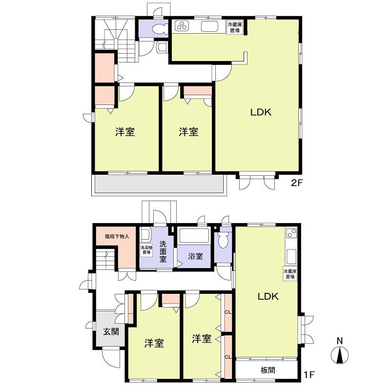 Floor plan. 18,700,000 yen, 4LLDDKK, Land area 162.05 sq m , Building area 132.73 sq m