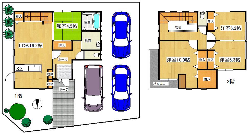 Floor plan. 34 million yen, 4LDK, Land area 158.05 sq m , Building area 122 sq m
