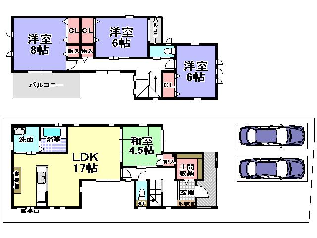 Floor plan. 22,800,000 yen, 4LDK, Land area 148.71 sq m , Building area 108.49 sq m