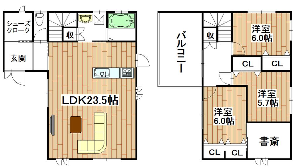 Floor plan. 19,800,000 yen, 3LDK + S (storeroom), Land area 101.17 sq m , Building area 106.92 sq m floor plan