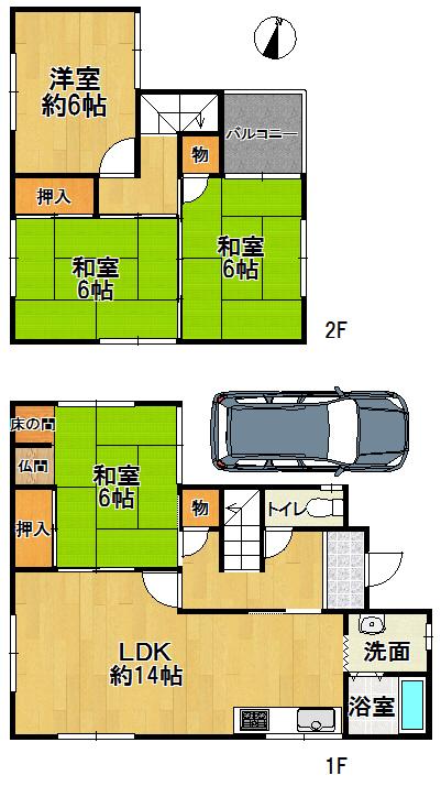 Floor plan. 6.8 million yen, 4LDK, Land area 100.03 sq m , Building area 89.91 sq m