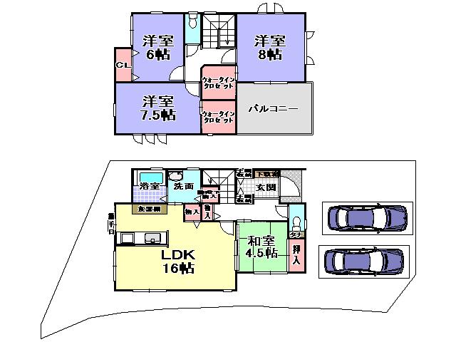 Floor plan. 24,800,000 yen, 4LDK, Land area 142.93 sq m , Building area 108.5 sq m