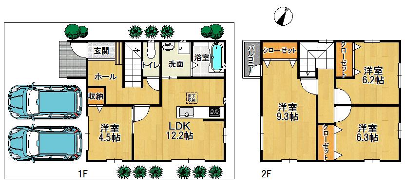 Floor plan. 17.5 million yen, 4LDK, Land area 125.84 sq m , Building area 97.5 sq m
